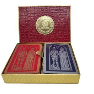 Vintage Waddingtons Fine Playing Cards Knight Damsel Red Box